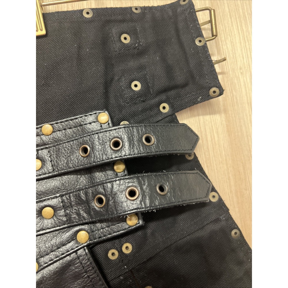Mediaeval x Gladiator Leather Kilt Size 34 Black Studded Straps Buckles - Picture 10 of 10